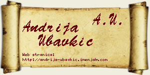 Andrija Ubavkić vizit kartica